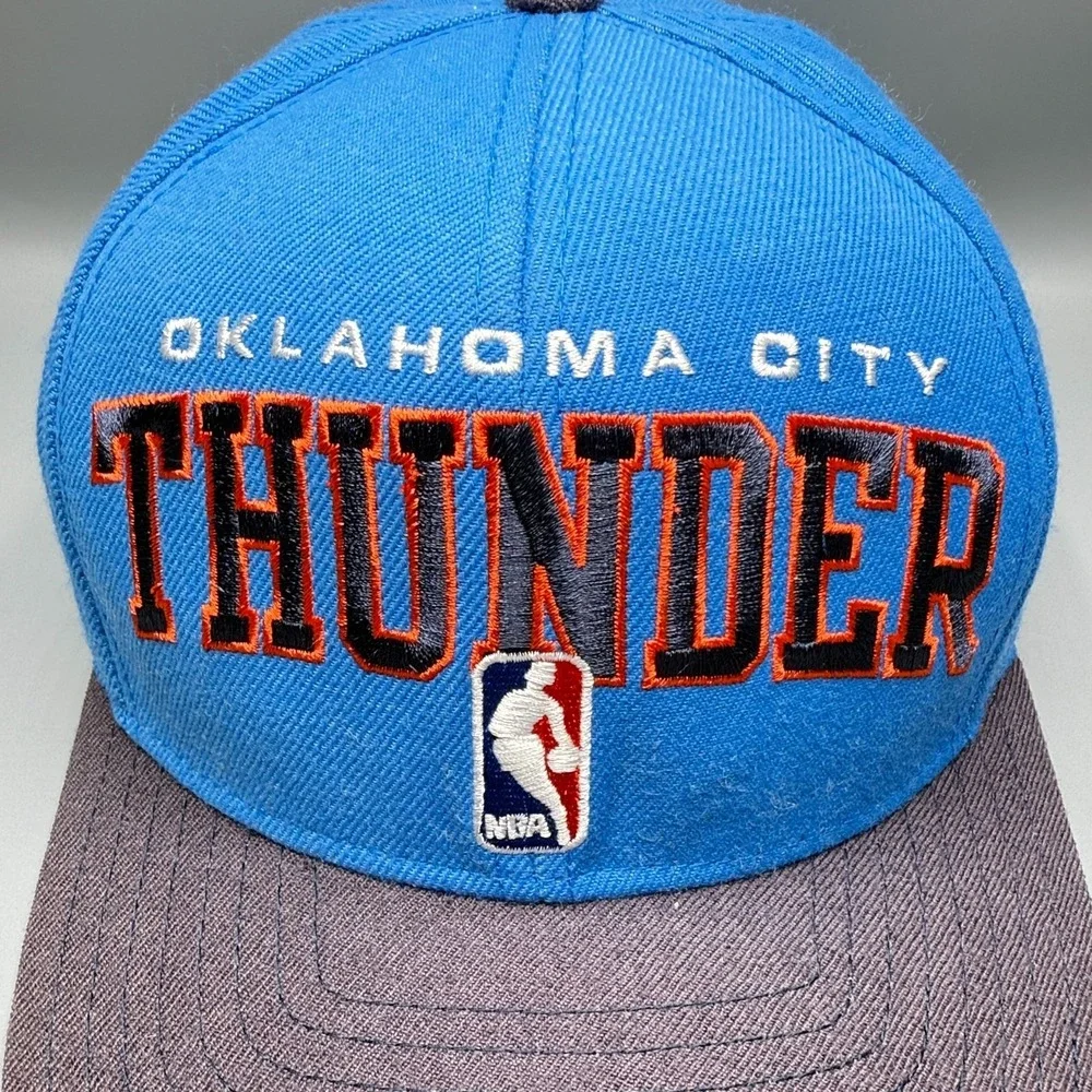 Oklahoma City Thunder Hat Adidas NBA OKC Blue Basketball Snapback Wool Cap